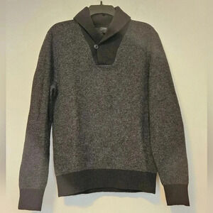 J Crew Chunky Tight Knit Sweater Long Sleeve Cowl Neck Black 100% Wool Large